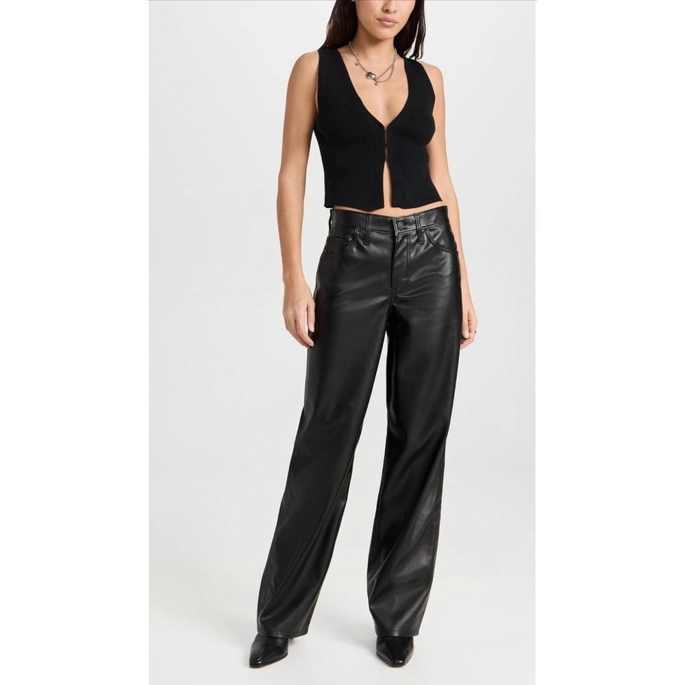 Levi's Pants‎ Women 26 Black Faux Leather Baggy Dad Mid Rise Straight Leg NWT